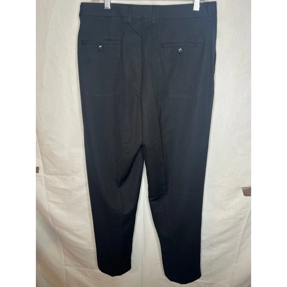 Claiborne Mens Black Textured Dress Pants Flat Front Straight Leg‎ 34x34 WPL 386